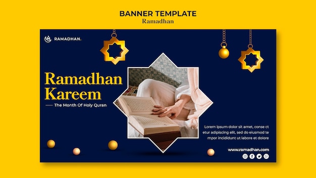 Gratis PSD ramadan viering horizontale sjabloon voor spandoek