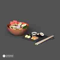 PSD gratuito ramen icono aislado 3d render ilustración