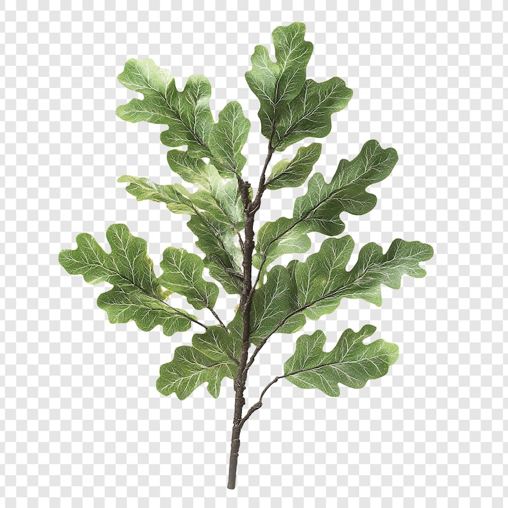 PSD gratuito ramo di quercia verde vibrante con fogliame lussureggiante