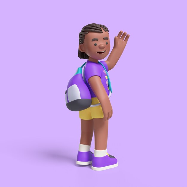 Rappresentazione 3d della ragazza afro in aula
