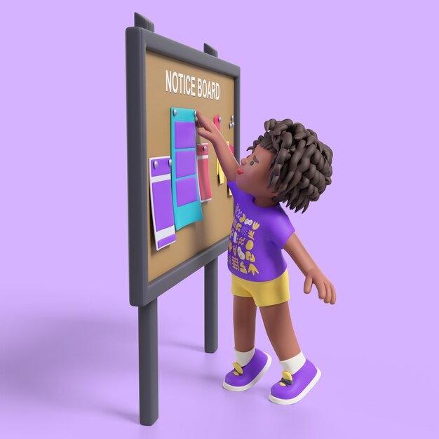 Rappresentazione 3d della ragazza afro in aula