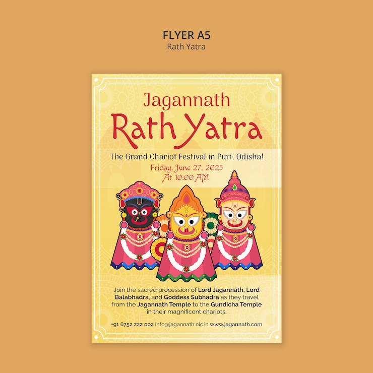 PSD Gratis rath yatra festival flyer