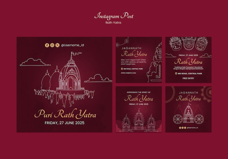 PSD Gratis rath yatra festival instagram post
