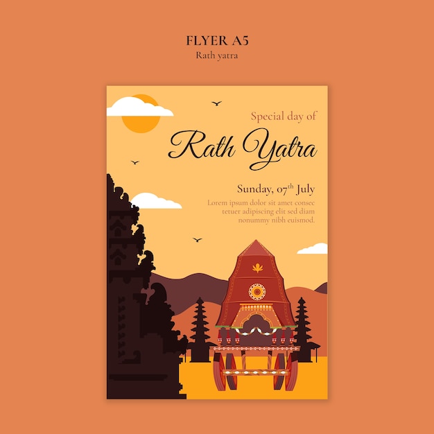 Gratis PSD rath yatra sjabloonontwerp