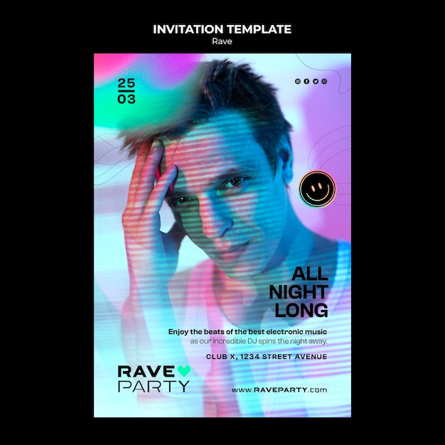 Gratis PSD rave party sjabloonontwerp