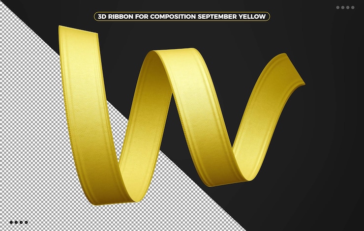 PSD Gratis realistic 3d ribbon for yellow september campaign