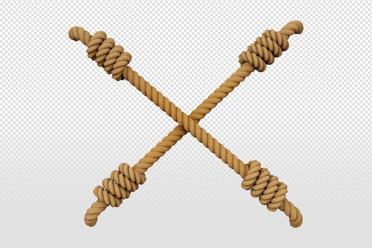 PSD Gratis realistic 3d rope with mooring with transparent background for composition