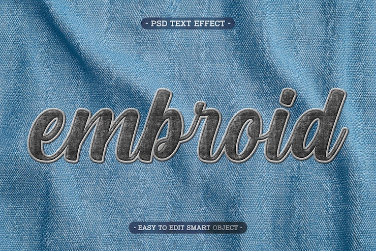 PSD Gratis realistic embroidered text effect