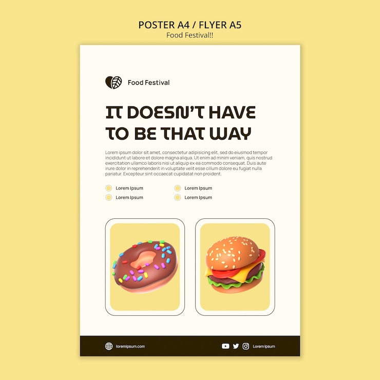 PSD Gratis realistic food festival flyer template