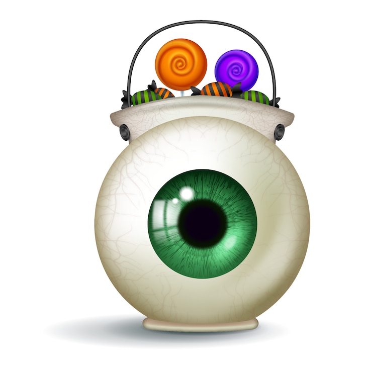 PSD Gratis realistic halloween illustration with eye and candy