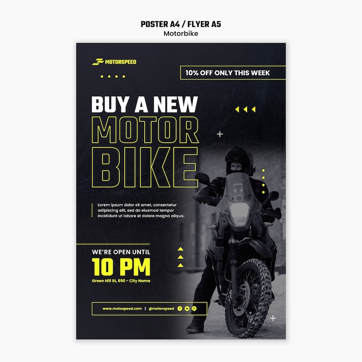 PSD Gratis realistic motorbike business poster