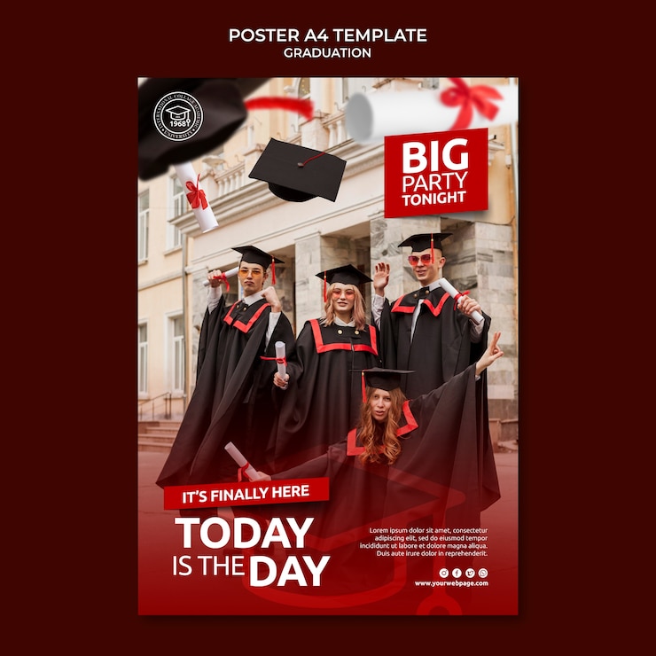 PSD Gratis realistic poster graduation template