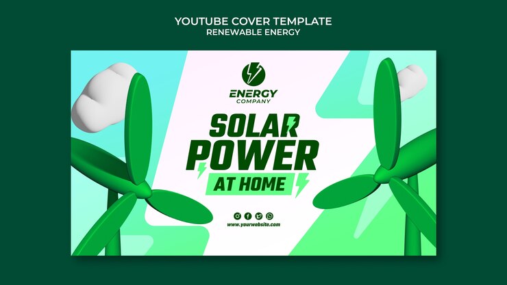 PSD Gratis realistic renewable energy youtube cover template