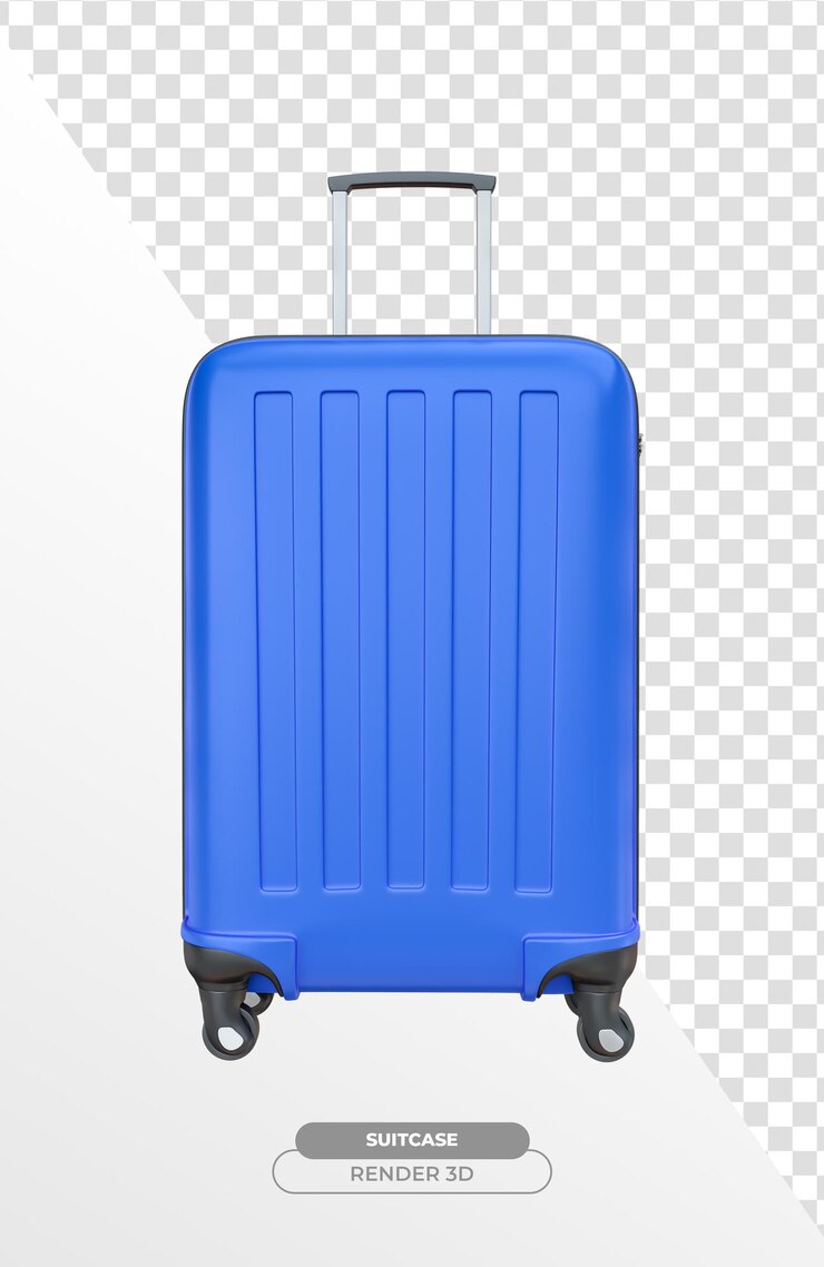 Realistic suitcase in 3d render with transparent background