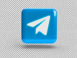 Gratis PSD realistisch 3d-vierkant met telegram-logo