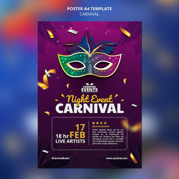 Gratis PSD realistisch carnaval-sjabloonontwerp