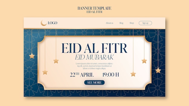 Gratis PSD realistisch eid al-fitr sjabloonontwerp