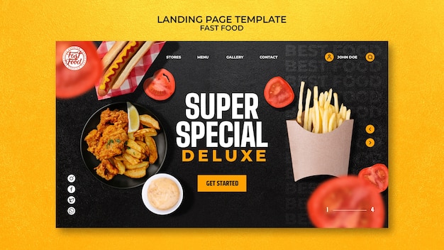 Gratis PSD realistisch fastfood-sjabloonontwerp