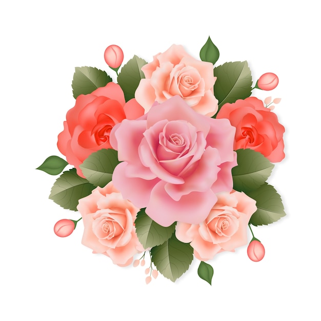 Gratis PSD realistisch liefdesbloemen arrangement