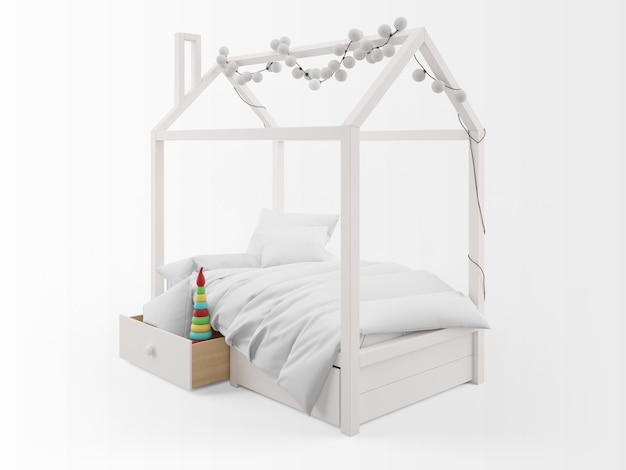 realistisch schattig kinderbed met huisvorm