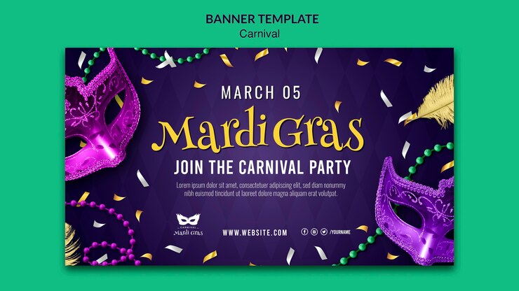 Gratis PSD realistisch sjabloonontwerp voor carnavalsbanner