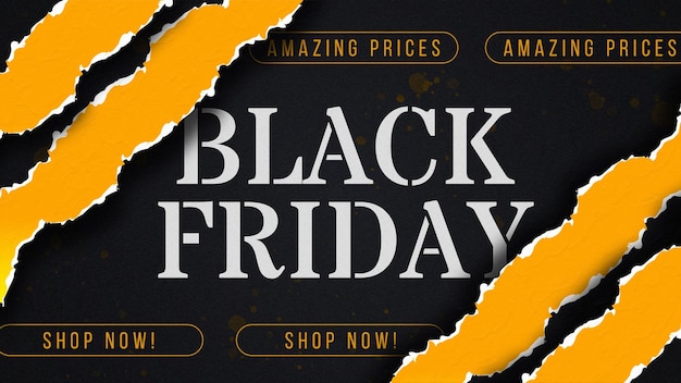 Realistische black friday-bannersjabloon met gescheurd papier