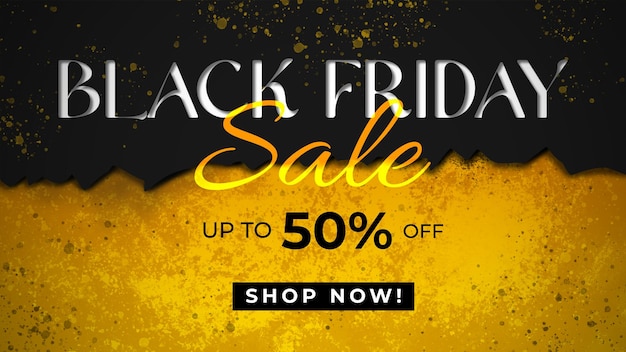 Gratis PSD realistische black friday-bannersjabloon met gescheurd papier