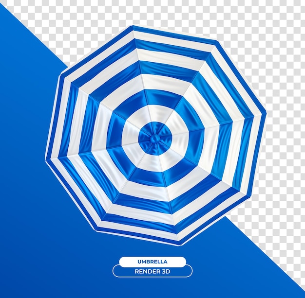 Gratis PSD realistische blauw-witte paraplu op een doorzichtige achtergrond