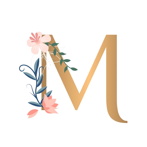 Realistische bloemenalfabet illustratie geïsoleerd
