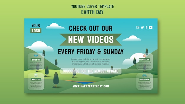 Gratis PSD realistische earth day viering youtube cover