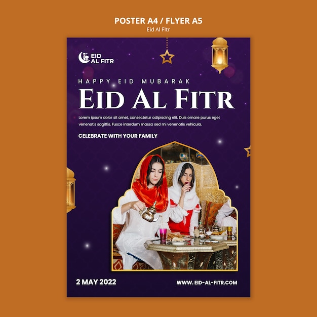 Realistische eid al-fitr ontwerpsjabloon