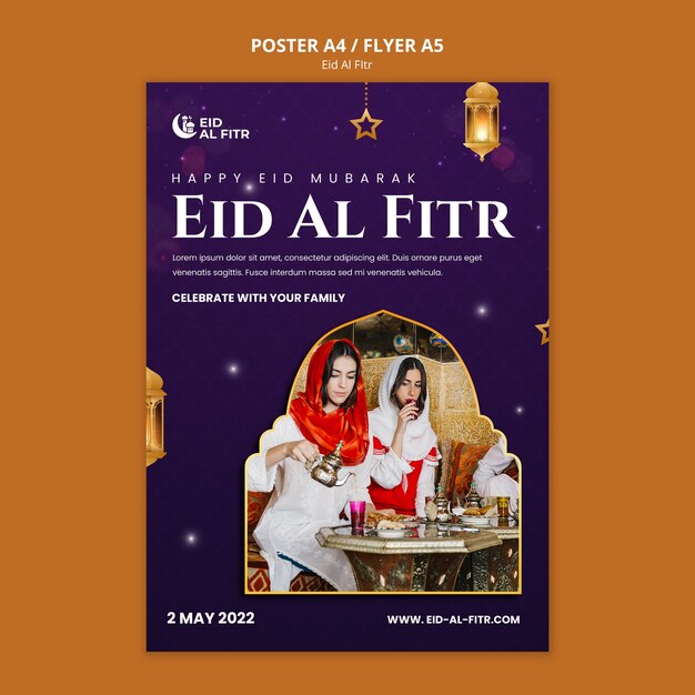 Realistische eid al-fitr ontwerpsjabloon