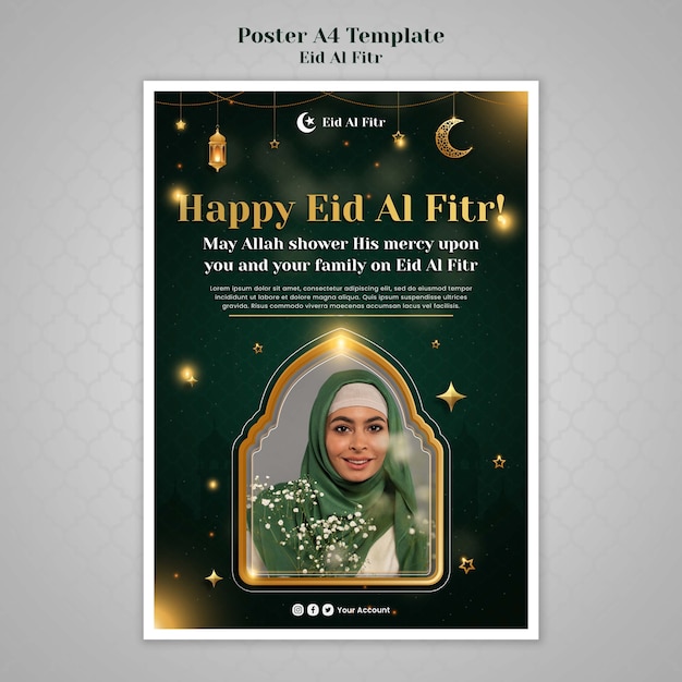 Gratis PSD realistische eid al-fitr poster ontwerpsjabloon