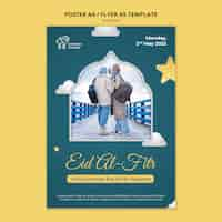 Gratis PSD realistische eid al fitr-postersjabloon