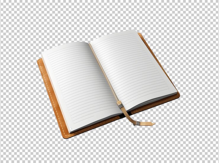 Gratis PSD realistische geopende notebook geïsoleerd op de achtergrond