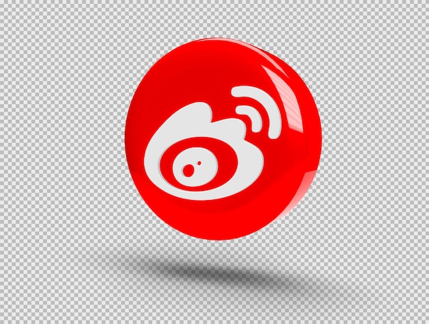 Gratis PSD realistische glanzende 3d ronde knop met weibo-pictogram