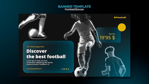 Realistische ontwerpsjabloon voor voetbalbanners Premium Psd