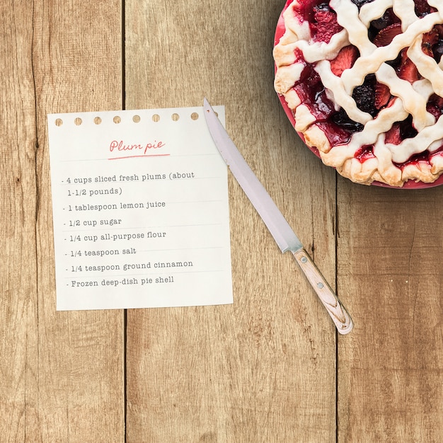 Gratis PSD realistische pie recept mock-up