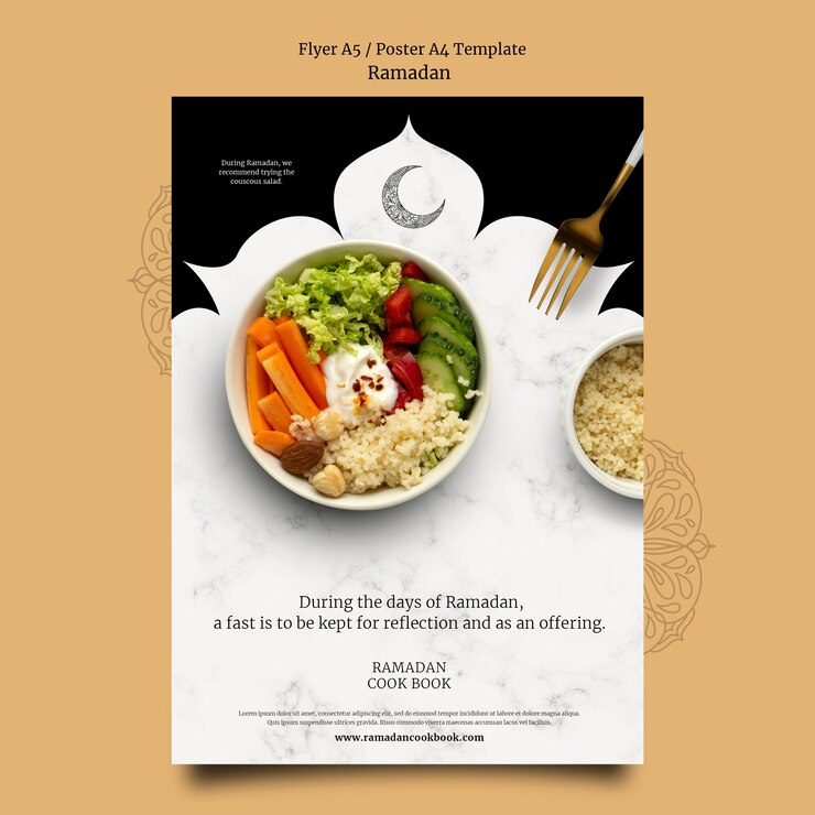 Gratis PSD realistische ramadan-sjabloon