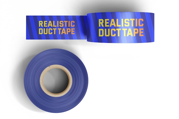 Realistische twee blauwe ducttape van bovenaanzicht logo mockup psd