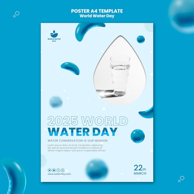 Gratis PSD realistische wereldwaterdagposter