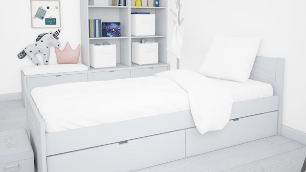 realistische witte slaapkamer