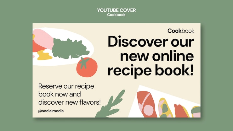 PSD gratuito recetas de libros de cocina cubierta de youtube