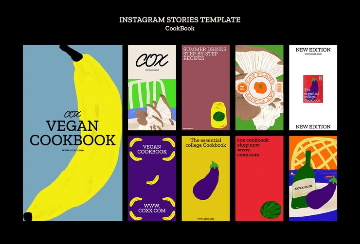 PSD gratuito recetas de libros de cocina historias de instagram