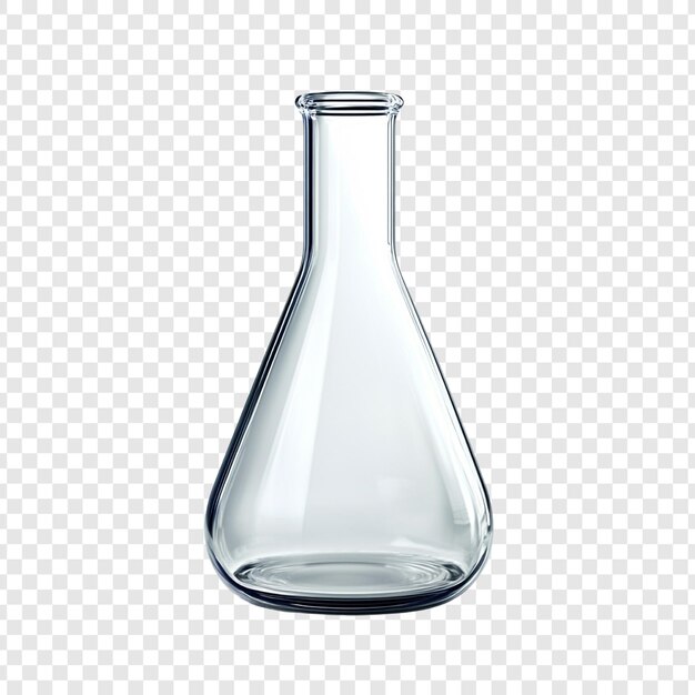 Un recipiente de laboratorio transparente con un frasco de Erlenmeyer vacío