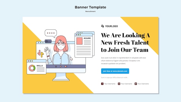Gratis PSD recruitment concept sjabloon voor spandoek