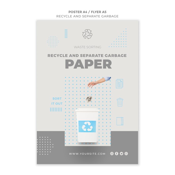 PSD Gratis recycle and separate garbage flyer template