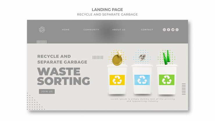 PSD Gratis recycle concept landing page template