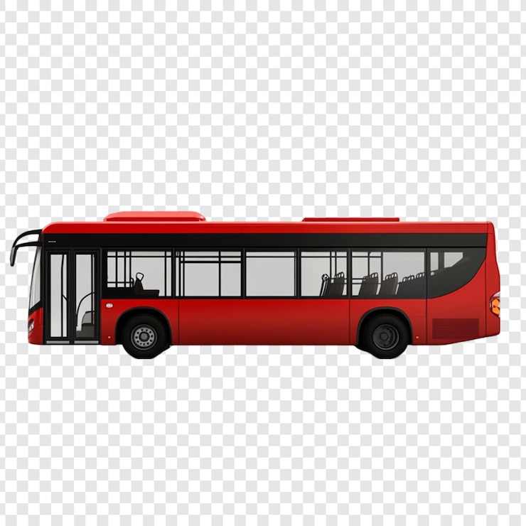 PSD Gratis red city bus side view public transportation vehicle