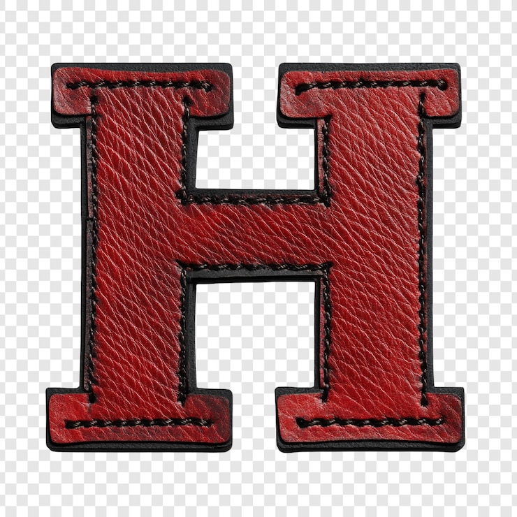 PSD Gratis red leather letter h stitched and detailed